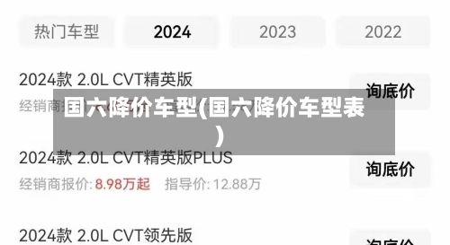 国六降价车型(国六降价车型表)