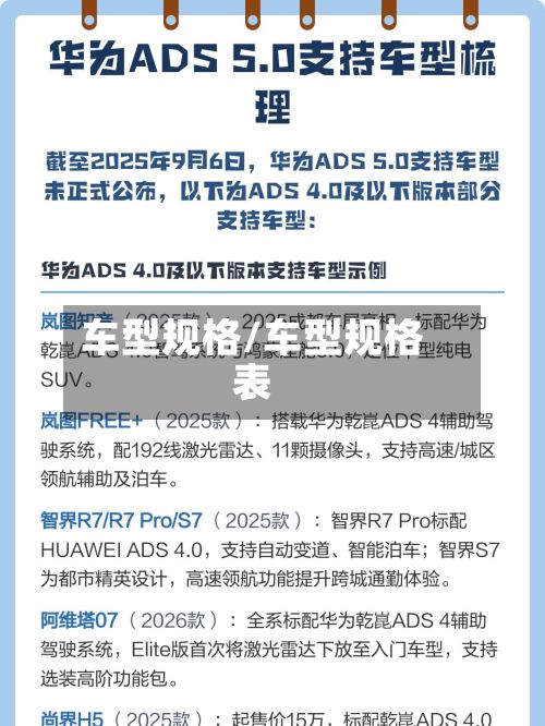 车型规格/车型规格表-第2张图片