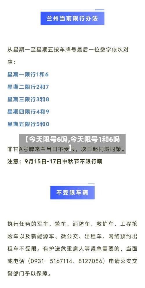 【今天限号6吗,今天限号1和6吗】
