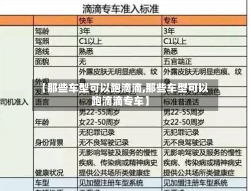 【那些车型可以跑滴滴,那些车型可以跑滴滴专车】